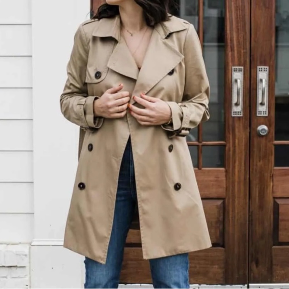 H&M Beige Double-Breasted Trench Coat - Picture 2 of 6